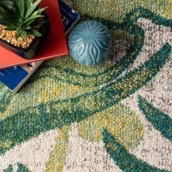 Cali Abstract Leaves Green 9 ft. x 12 ft. Area Rug by nuLOOM -nuLOOM Sales Store green nuloom area rugs kkcb58a 9012 4f 1000