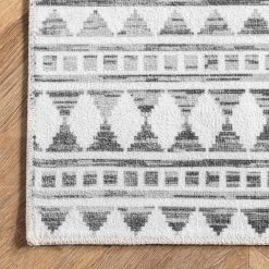 Kira Grey 3 ft. x 8 ft. Machine Washable Tribal Geometric Indoor Runner Rug by nuLOOM -nuLOOM Sales Store grey nuloom area rugs birv20a 2608 44 1000