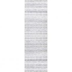 Kira Grey 3 ft. x 8 ft. Machine Washable Tribal Geometric Indoor Runner Rug by nuLOOM