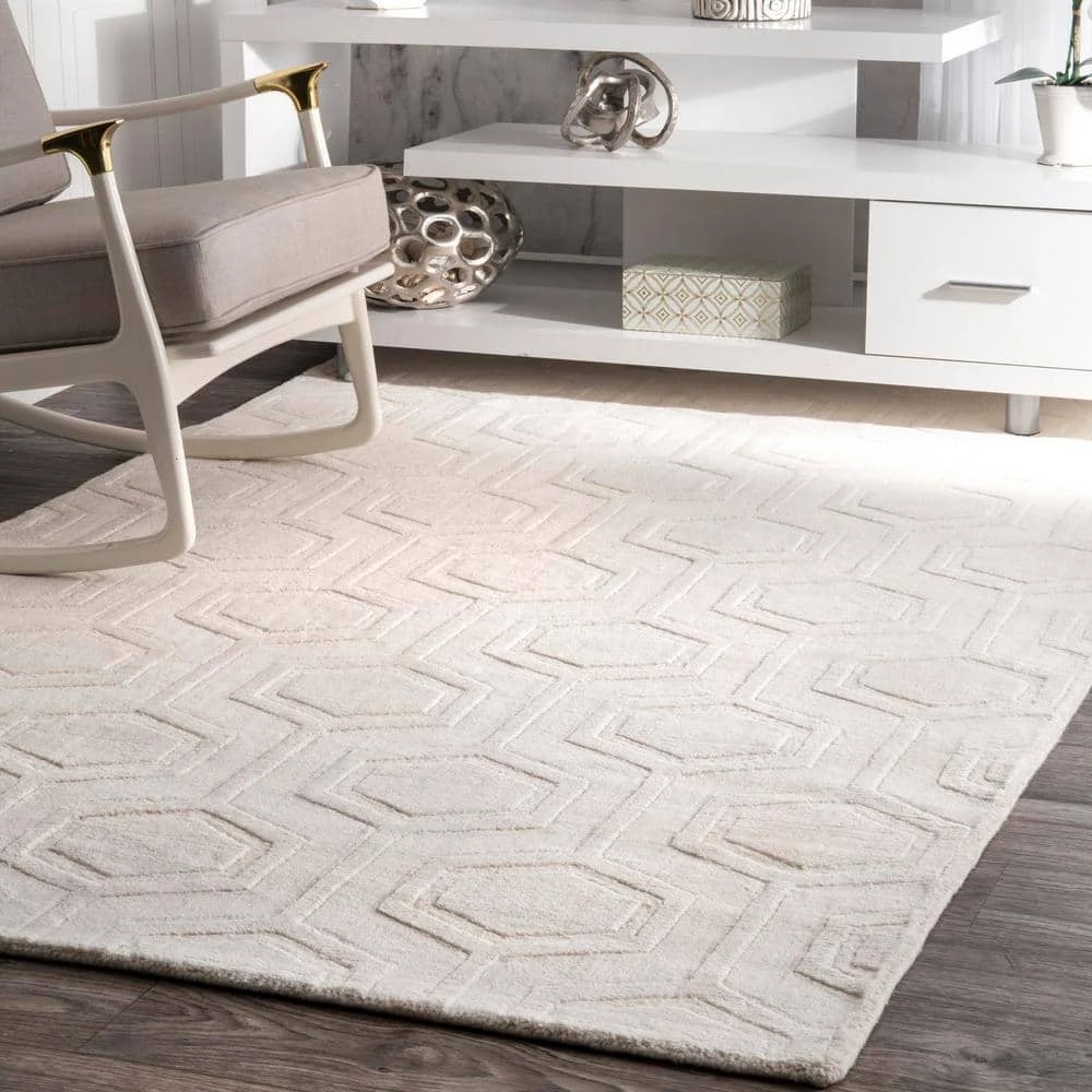 Ambrose Geometric Ivory 10 ft. x 14 ft. Area Rug by nuLOOM 3 Ambrose Geometric Ivory 10 ft. x 14 ft. Area Rug by nuLOOM - Image 3