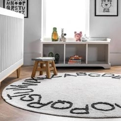 Kids Washable Round Alphabet Ivory 6 ft. x 6 ft. Indoor Area Rug by nuLOOM -nuLOOM Sales Store ivory nuloom area rugs svdc01b r606 c3 1000