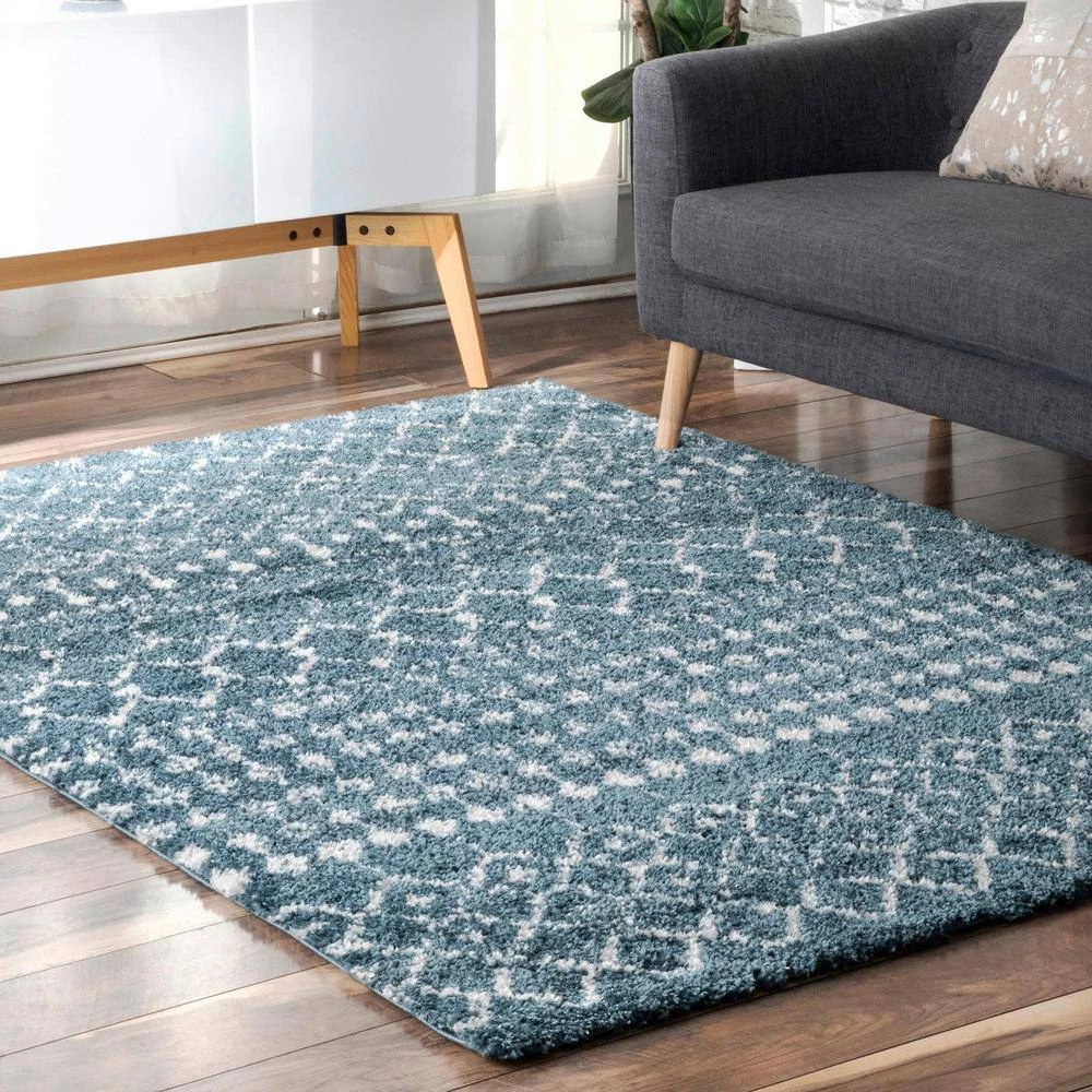 Moroccan Barbara Light Blue 9 ft. x 12 ft. Area Rug by nuLOOM 8 Moroccan Barbara Light Blue 9 ft. x 12 ft. Area Rug by nuLOOM - Image 8