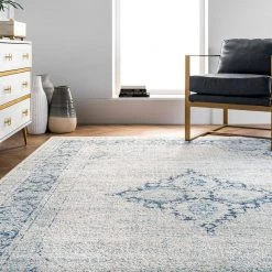 Pauley Vintage Light Blue 12 ft. x 15 ft. Area Rug by nuLOOM -nuLOOM Sales Store light blue nuloom area rugs rzbd24a 12015 c3 1000