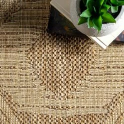 Ranya Tribal Indoor/Outdoor Light Brown 8 ft. x 10 ft. Area Rug by nuLOOM -nuLOOM Sales Store light brown nuloom area rugs gbcb01a 8010 1f 1000