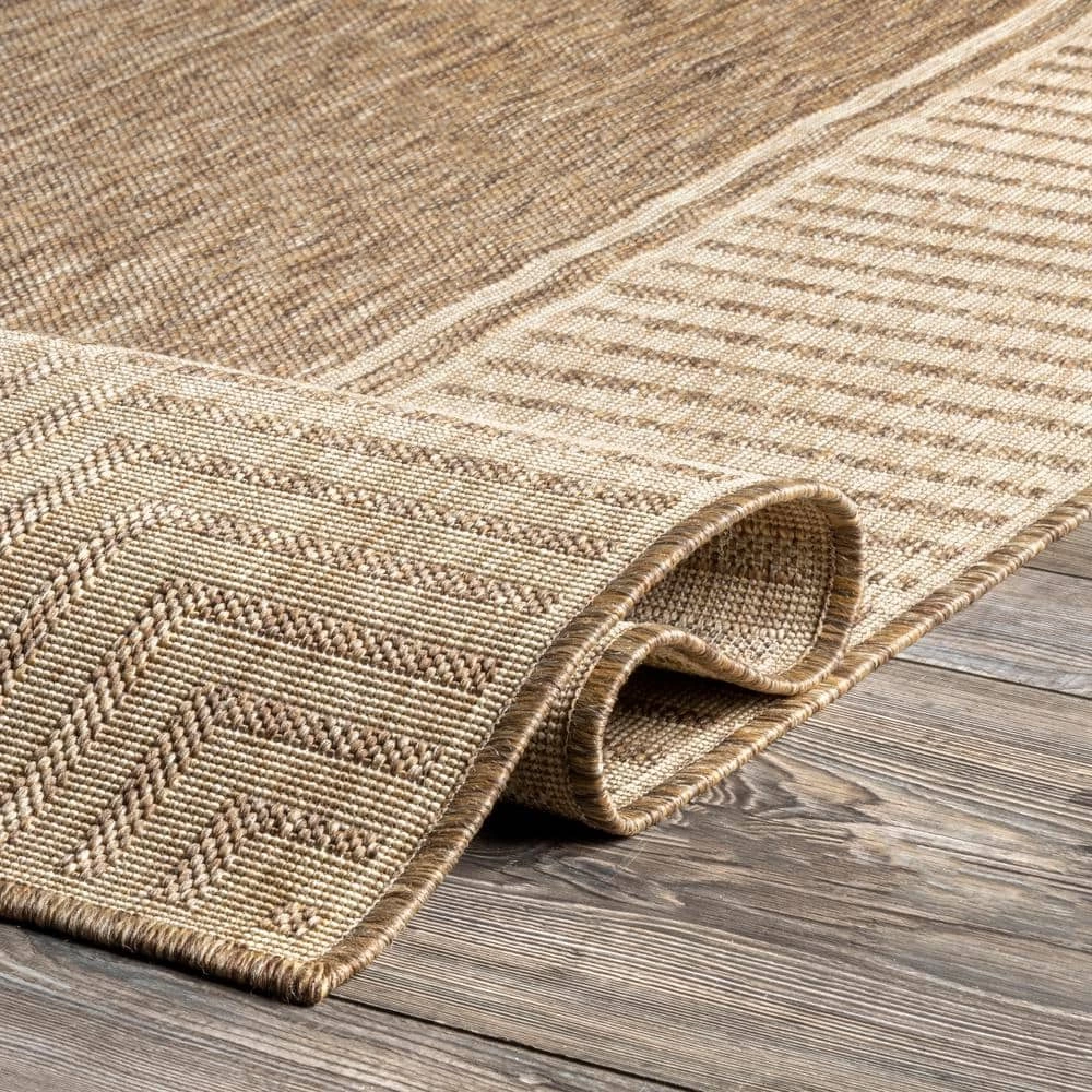 Asha Simple Border Indoor/Outdoor Light Brown 9 ft. 6 in. x 12 ft. Area Rug by nuLOOM 5 Asha Simple Border Indoor/Outdoor Light Brown 9 ft. 6 in. x 12 ft. Area Rug by nuLOOM - Image 5