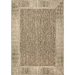 Asha Simple Border Indoor/Outdoor Light Brown 9 ft. 6 in. x 12 ft. Area Rug by nuLOOM