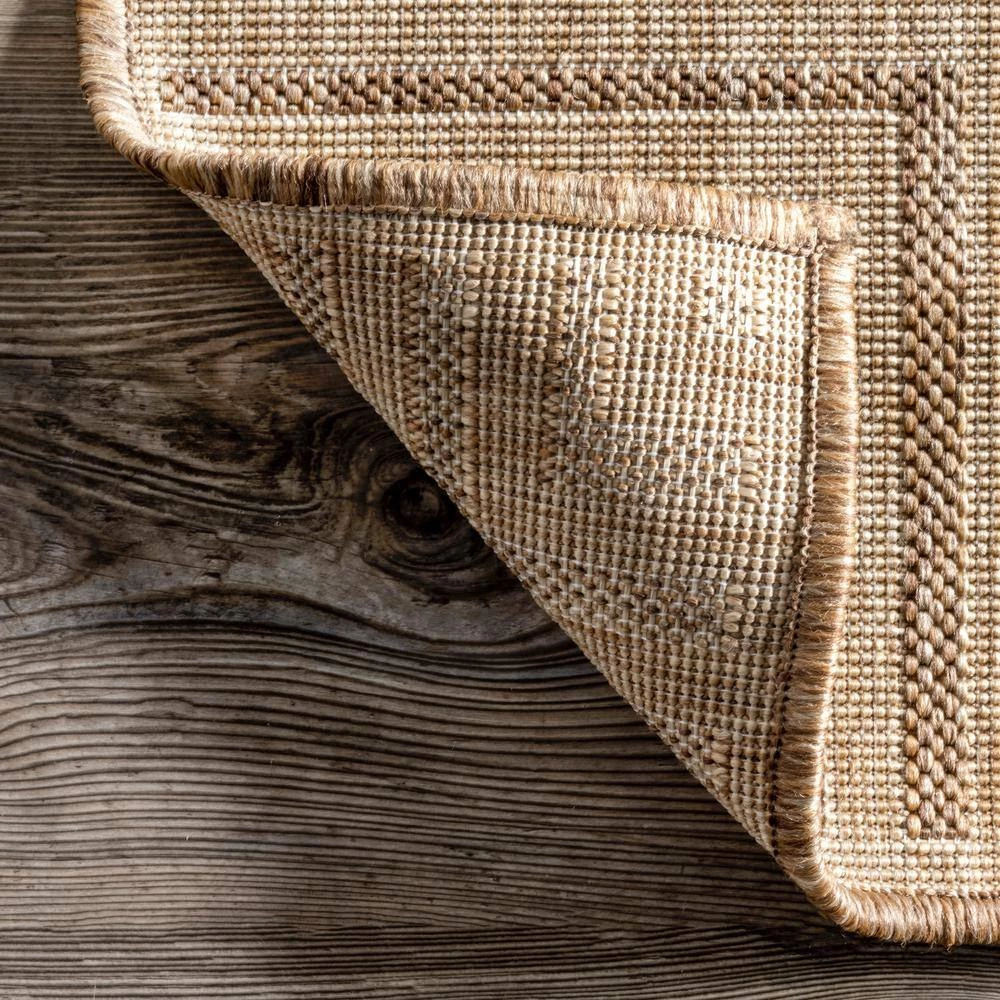 Asha Simple Border Indoor/Outdoor Light Brown 9 ft. 6 in. x 12 ft. Area Rug by nuLOOM 7 Asha Simple Border Indoor/Outdoor Light Brown 9 ft. 6 in. x 12 ft. Area Rug by nuLOOM - Image 7