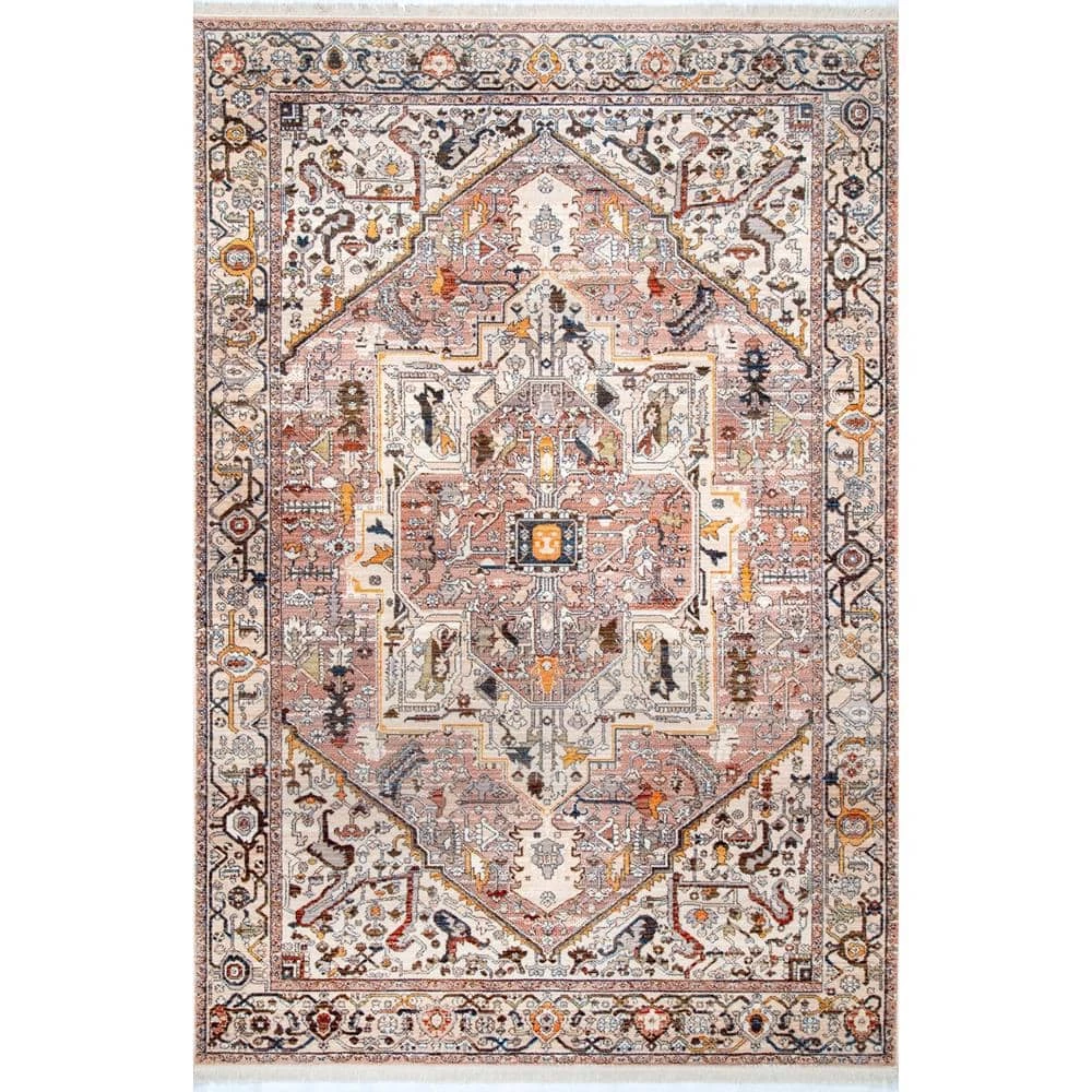 Ehtel Medallion Fringe Light Brown 9 ft. x 12 ft. Area Rug by nuLOOM 1 Ehtel Medallion Fringe Light Brown 9 ft. x 12 ft. Area Rug by nuLOOM