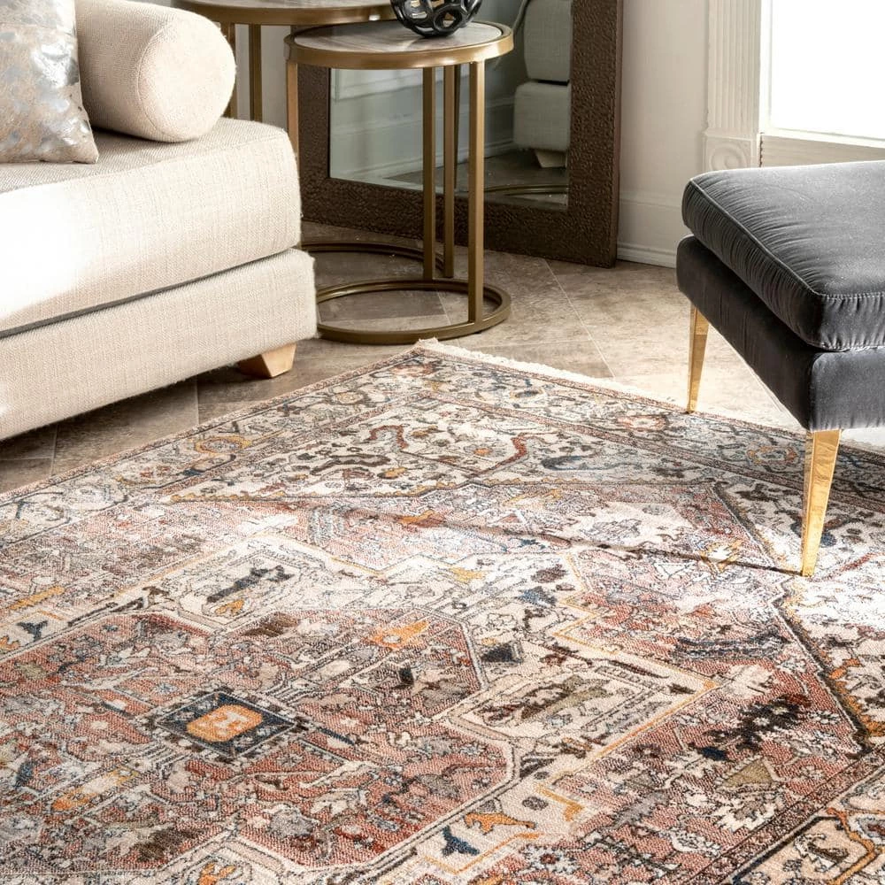 Ehtel Medallion Fringe Light Brown 9 ft. x 12 ft. Area Rug by nuLOOM 4 Ehtel Medallion Fringe Light Brown 9 ft. x 12 ft. Area Rug by nuLOOM - Image 4