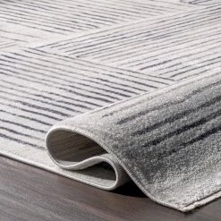 Soraya Striped Tiles Light Gray 6 ft. 7 in. x 8 ft. Indoor Area Rug by nuLOOM -nuLOOM Sales Store light gray nuloom area rugs eces15a 6708 1f 1000