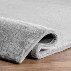 Layne Soft Silky Faux Rabbit Fur Light Gray 7 ft. 6 in. x 9 ft. 6 in. Indoor Area Rug by nuLOOM -nuLOOM Sales Store light gray nuloom area rugs hjfr01b 76096 1f 1000
