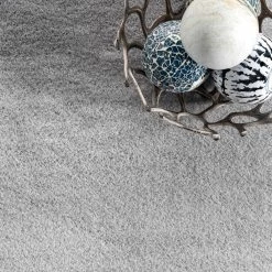 Layne Soft Silky Faux Rabbit Fur Light Gray 7 ft. 6 in. x 9 ft. 6 in. Indoor Area Rug by nuLOOM -nuLOOM Sales Store light gray nuloom area rugs hjfr01b 76096 4f 1000