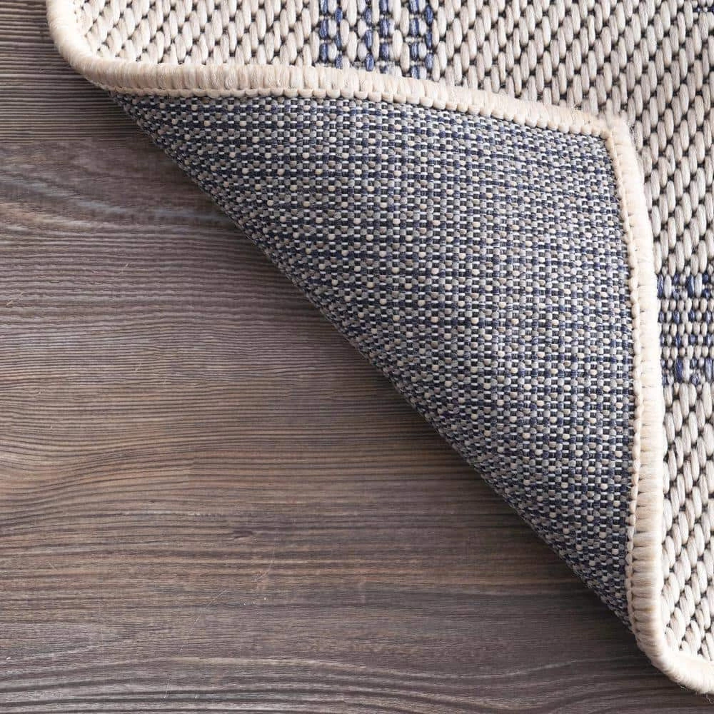 Antonella Coastal Solid & Striped Light Gray 8 ft. x 10 ft. Outdoor Area Rug by nuLOOM 8 Antonella Coastal Solid & Striped Light Gray 8 ft. x 10 ft. Outdoor Area Rug by nuLOOM - Image 8