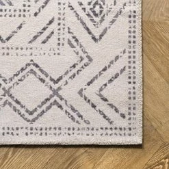 Mia Light Grey 8 ft. x 10 ft. Machine Washable Geometric Medallion Indoor Area Rug by nuLOOM -nuLOOM Sales Store light grey nuloom area rugs birv15a 8010 44 1000