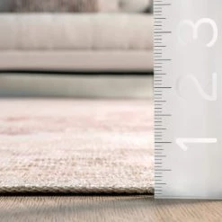 Rosa Machine Washable Distressed Vintage Medallion Light Pink 5 ft. x 8 ft. Indoor Area Rug by nuLOOM -nuLOOM Sales Store light pink nuloom area rugs hjau27a 508 1d 1000