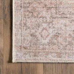 Rosa Machine Washable Distressed Vintage Medallion Light Pink 5 ft. x 8 ft. Indoor Area Rug by nuLOOM -nuLOOM Sales Store light pink nuloom area rugs hjau27a 508 44 1000
