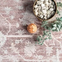 Rosa Machine Washable Distressed Vintage Medallion Light Pink 5 ft. x 8 ft. Indoor Area Rug by nuLOOM -nuLOOM Sales Store light pink nuloom area rugs hjau27a 508 4f 1000