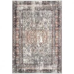 Charvi Distressed Medallion Fringe Multi 10 ft. x 14 ft. Area Rug by nuLOOM