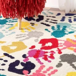 Pinkie Handprint Playmat Multi 8 ft. x 10 ft. Area Rug by nuLOOM -nuLOOM Sales Store multi nuloom kids rugs eccr15a 8010 40 1000