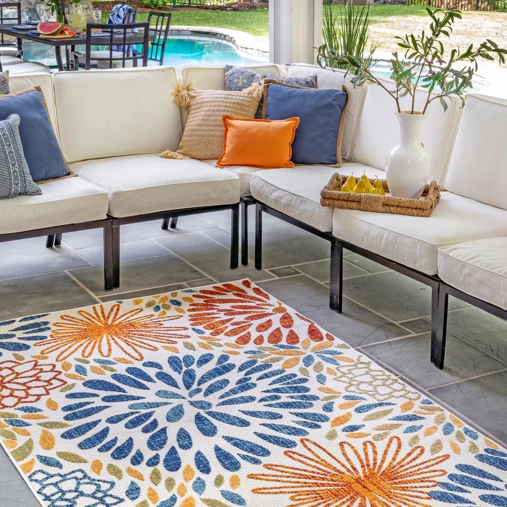 Irina Modern Bohemian Floret Multi 8 ft. x 10 ft. Indoor/Outdoor Area Rug by nuLOOM 2 Irina Modern Bohemian Floret Multi 8 ft. x 10 ft. Indoor/Outdoor Area Rug by nuLOOM - Image 2