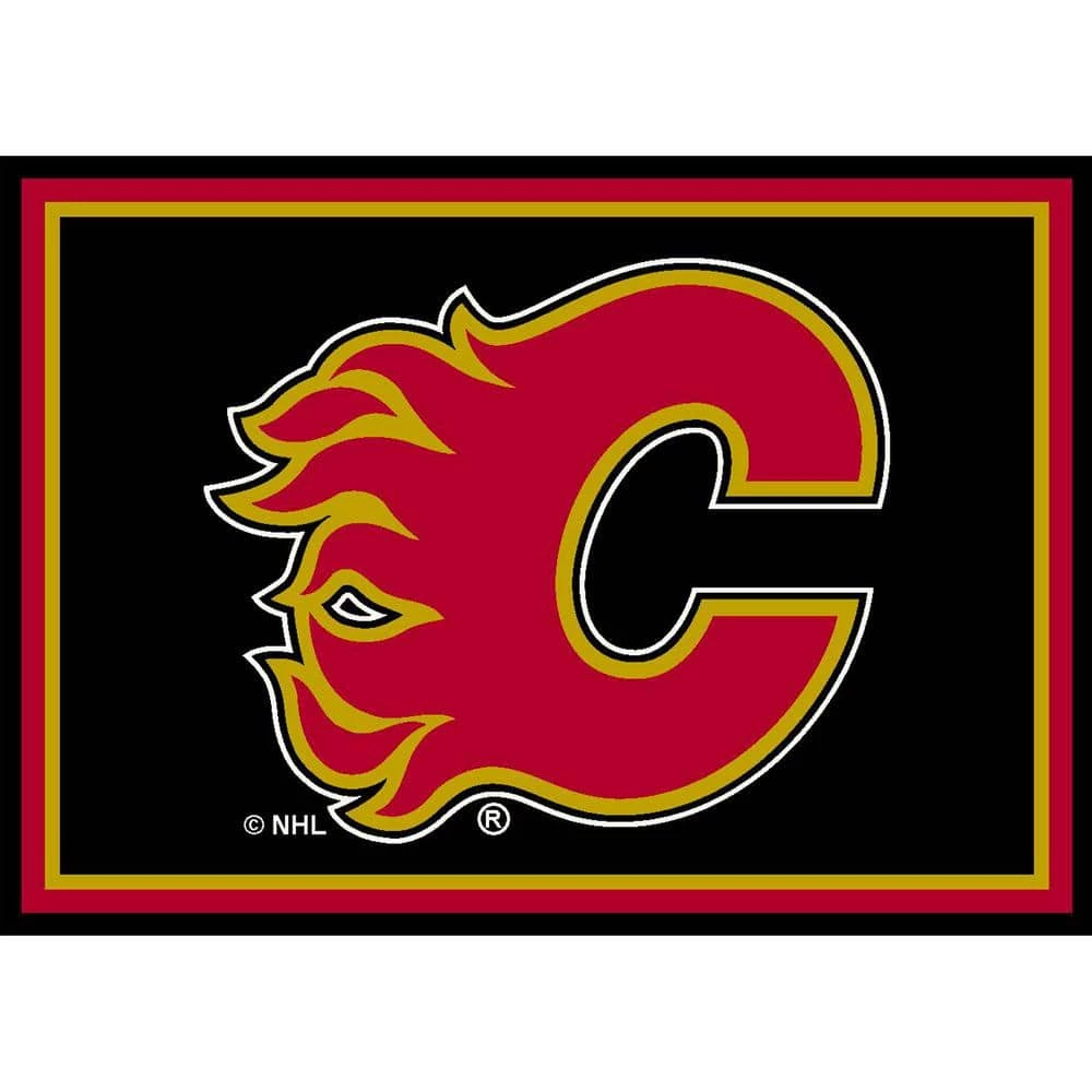 Calgary Flames 6 ft. by 8 ft. Spriit Area Rug by MILLIKEN 1 Calgary Flames 6 ft. by 8 ft. Spriit Area Rug by MILLIKEN