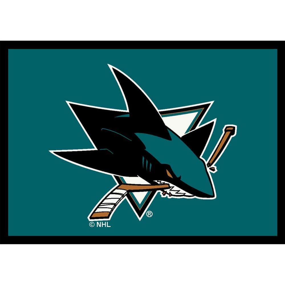 San Jose Sharks 6 ft. by 8 ft. Spriit Area Rug by MILLIKEN 1 San Jose Sharks 6 ft. by 8 ft. Spriit Area Rug by MILLIKEN