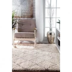 Edwin Plush Shag Natural 9 ft. x 12 ft. Area Rug by nuLOOM -nuLOOM Sales Store natural nuloom area rugs bdad01a 9012 40 1000