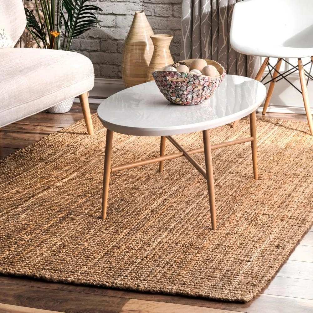 Ashli Solid Jute Natural 10 ft. x 14 ft. Area Rug by nuLOOM 2 Ashli Solid Jute Natural 10 ft. x 14 ft. Area Rug by nuLOOM - Image 2