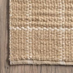 Ella Natural 8 ft. x 10 ft. Hand Woven Jute Farmhouse Checkered Flatweave Indoor Area Rug by nuLOOM -nuLOOM Sales Store natural nuloom area rugs hcbn01a 8010 44 1000