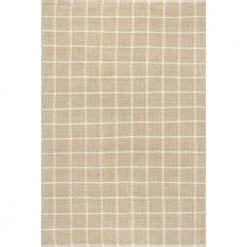 Ella Natural 8 ft. x 10 ft. Hand Woven Jute Farmhouse Checkered Flatweave Indoor Area Rug by nuLOOM