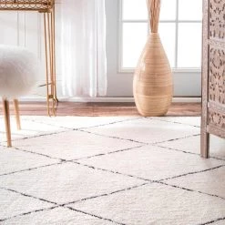 Armitra Moroccan Transitional Shag Natural 8 ft. x 10 ft. Area Rug by nuLOOM -nuLOOM Sales Store natural nuloom area rugs hjmrc1a 8010 66 1000