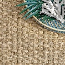 Hesse Checker Weave Seagrass Natural 8 ft. x 10 ft. Indoor Area Rug by nuLOOM -nuLOOM Sales Store natural nuloom area rugs hjsg01a 8010 1f 1000