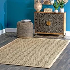Larnaca Seagrass Herringbone Natural 9 ft. x 12 ft. Indoor/Outdoor Area Rug by nuLOOM -nuLOOM Sales Store natural nuloom area rugs hjsg02a 9012 31 1000