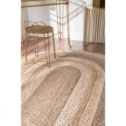 Charlene Border Jute Natural 8 ft. x 10 ft. Oval Rug by nuLOOM -nuLOOM Sales Store natural nuloom area rugs tajt14a 8010o 1f 1000