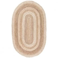 Charlene Border Jute Natural 8 ft. x 10 ft. Oval Rug by nuLOOM