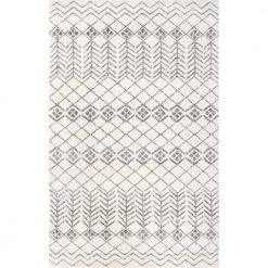 Gem Geometric Stripes Off White 10 ft. x 14 ft. Area Rug by nuLOOM