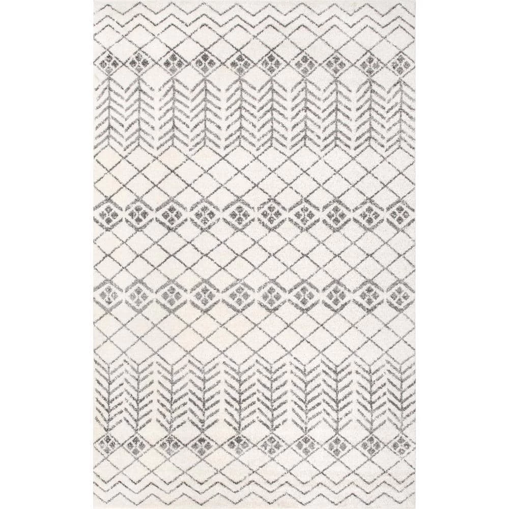 Gem Geometric Stripes Off White 10 ft. x 14 ft. Area Rug by nuLOOM 1 Gem Geometric Stripes Off White 10 ft. x 14 ft. Area Rug by nuLOOM