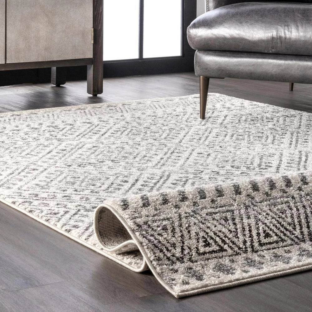 Gem Greek Diamond Trellis Off White 9 ft. x 12 ft. Area Rug by nuLOOM 6 Gem Greek Diamond Trellis Off White 9 ft. x 12 ft. Area Rug by nuLOOM - Image 6
