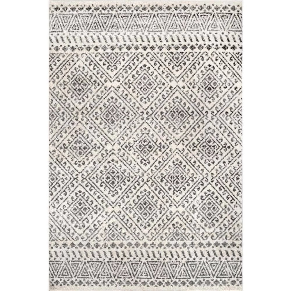 Gem Greek Diamond Trellis Off White 9 ft. x 12 ft. Area Rug by nuLOOM 1 Gem Greek Diamond Trellis Off White 9 ft. x 12 ft. Area Rug by nuLOOM