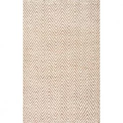 Vania Chevron Jute Off White 8 ft. x 10 ft. Area Rug by nuLOOM
