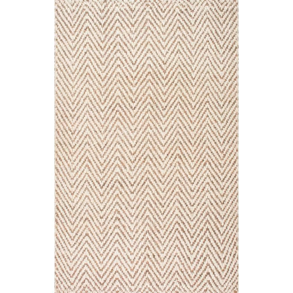 Vania Chevron Jute Off White 8 ft. x 10 ft. Area Rug by nuLOOM 1 Vania Chevron Jute Off White 8 ft. x 10 ft. Area Rug by nuLOOM