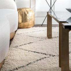 Jessie Moroccan Lattice Shag Off-White 12 ft. x 15 ft. Area Rug by nuLOOM -nuLOOM Sales Store off white nuloom area rugs gcdi08a 12015 40 1000