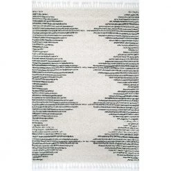 Bria Moroccan Diamond Shag Off-White 8 ft. x 11 ft. Area Rug by nuLOOM