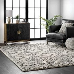 Lacey Moroccan Tribal Shag Off White 8 ft. 10 in. x 12 ft. Area Rug by nuLOOM -nuLOOM Sales Store off white nuloom area rugs gcdx02a 92012 31 1000