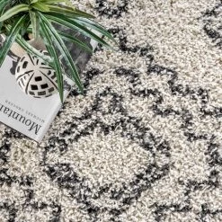 Lacey Moroccan Tribal Shag Off White 8 ft. 10 in. x 12 ft. Area Rug by nuLOOM -nuLOOM Sales Store off white nuloom area rugs gcdx02a 92012 4f 1000