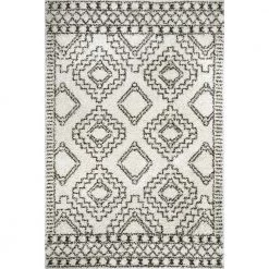Lacey Moroccan Tribal Shag Off White 8 ft. 10 in. x 12 ft. Area Rug by nuLOOM