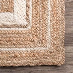 Rikki Braided Border Jute Off-White 8 ft. Round Rug by nuLOOM -nuLOOM Sales Store off white nuloom area rugs tadr04a 808r 4f 1000