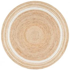 Rikki Braided Border Jute Off-White 8 ft. Round Rug by nuLOOM