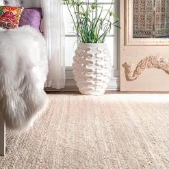 Rigo Chunky Loop Jute Off-White 8 ft. x 10 ft. Area Rug by nuLOOM -nuLOOM Sales Store off white nuloom area rugs tajt03b 8010 1d 1000