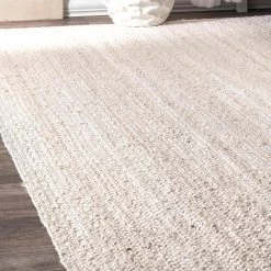 Rigo Chunky Loop Jute Off-White 8 ft. x 10 ft. Area Rug by nuLOOM -nuLOOM Sales Store off white nuloom area rugs tajt03b 8010 40 1000